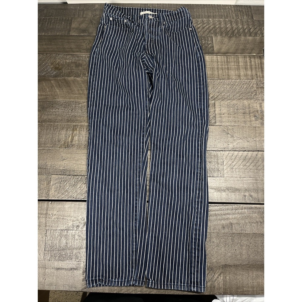 Levi's Navy Blue with White Pinstripe Straight Leg Jeans